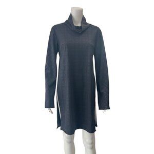 Maria Pinto Black Quilted Side Slit Tunic Dress size Small